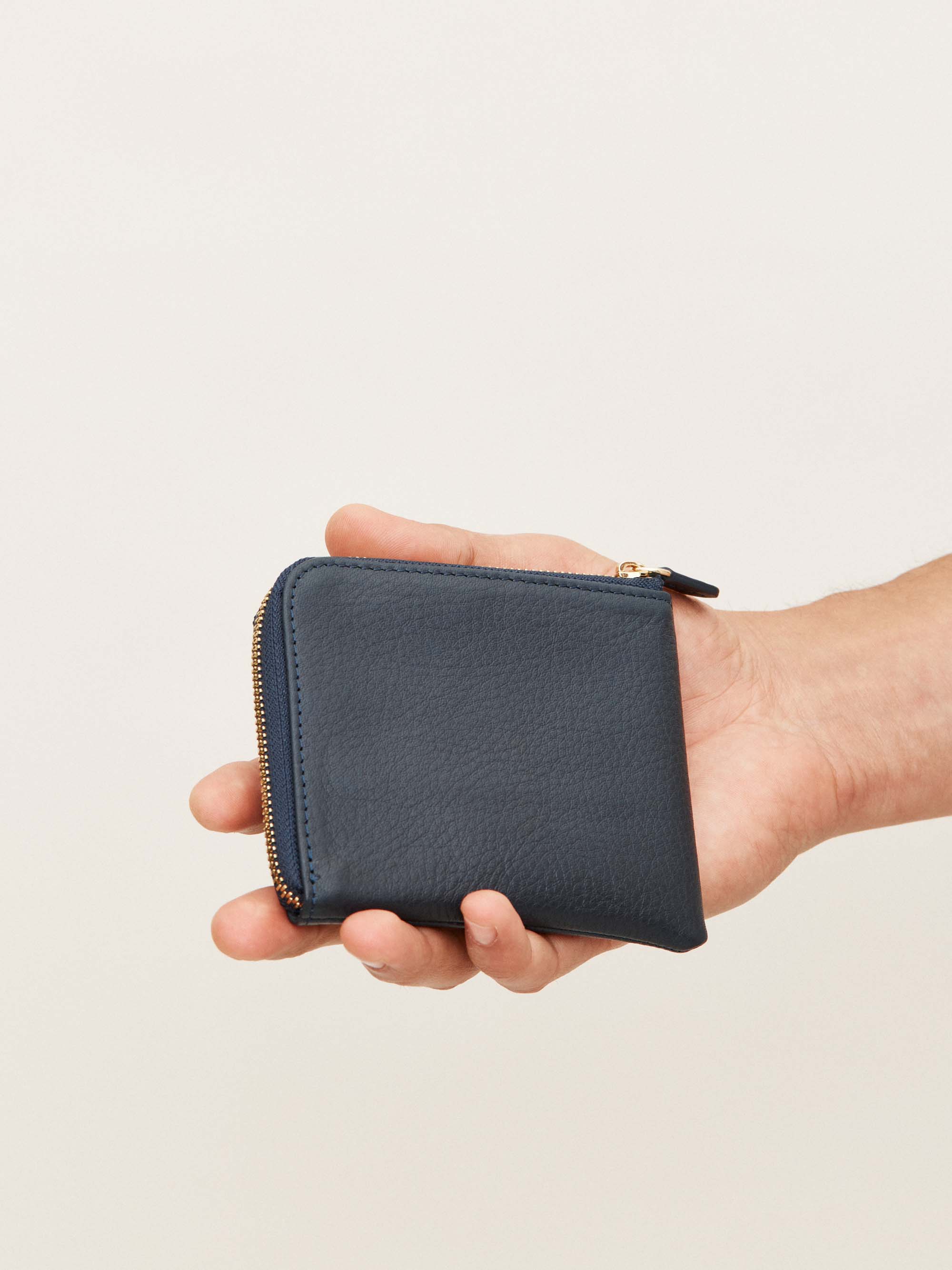 Leather half-zipped wallet - navy - Accessories - Shop - Monocle